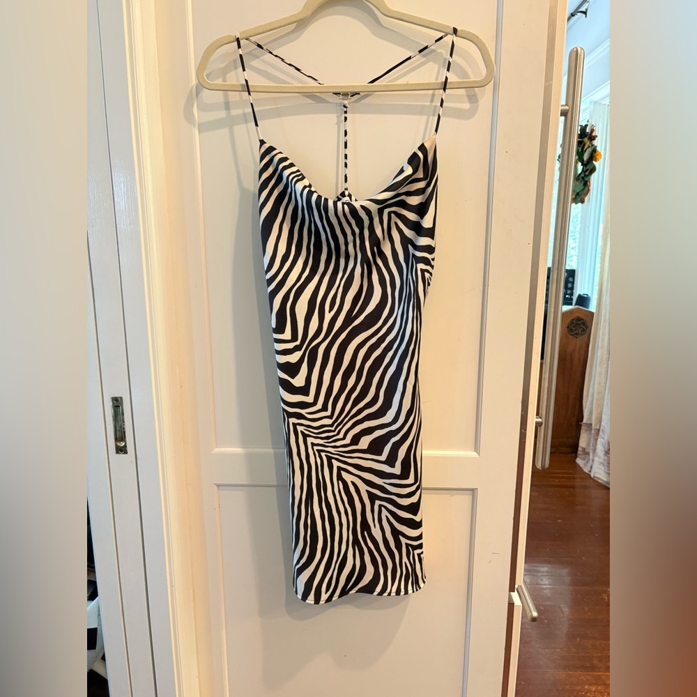 Zara Black and White Zebra Midi Dress Size Small